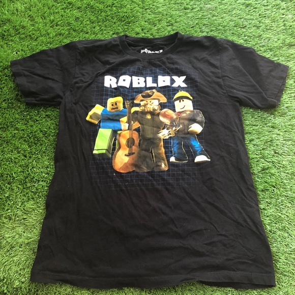 Roblox Graphic T-shirt Black with grid and animation Sz Large - Picture 1 of 4